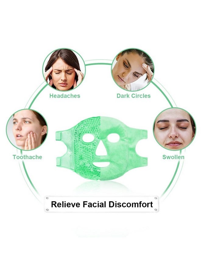 SONEEV MART Hot and Cold Therapy Gel Bead Full Facial Mask by JINEESO | Ice Face Mask for Migraine Headache, Stress Relief | Reduces Eye Puffiness, Dark Circles | Fabric Back | Freezable, Microwaveable - Image 5