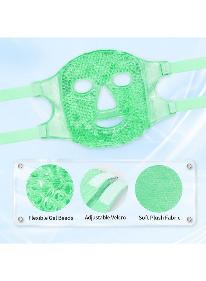 SONEEV MART Hot and Cold Therapy Gel Bead Full Facial Mask by JINEESO | Ice Face Mask for Migraine Headache, Stress Relief | Reduces Eye Puffiness, Dark Circles | Fabric Back | Freezable, Microwaveable - Image 2