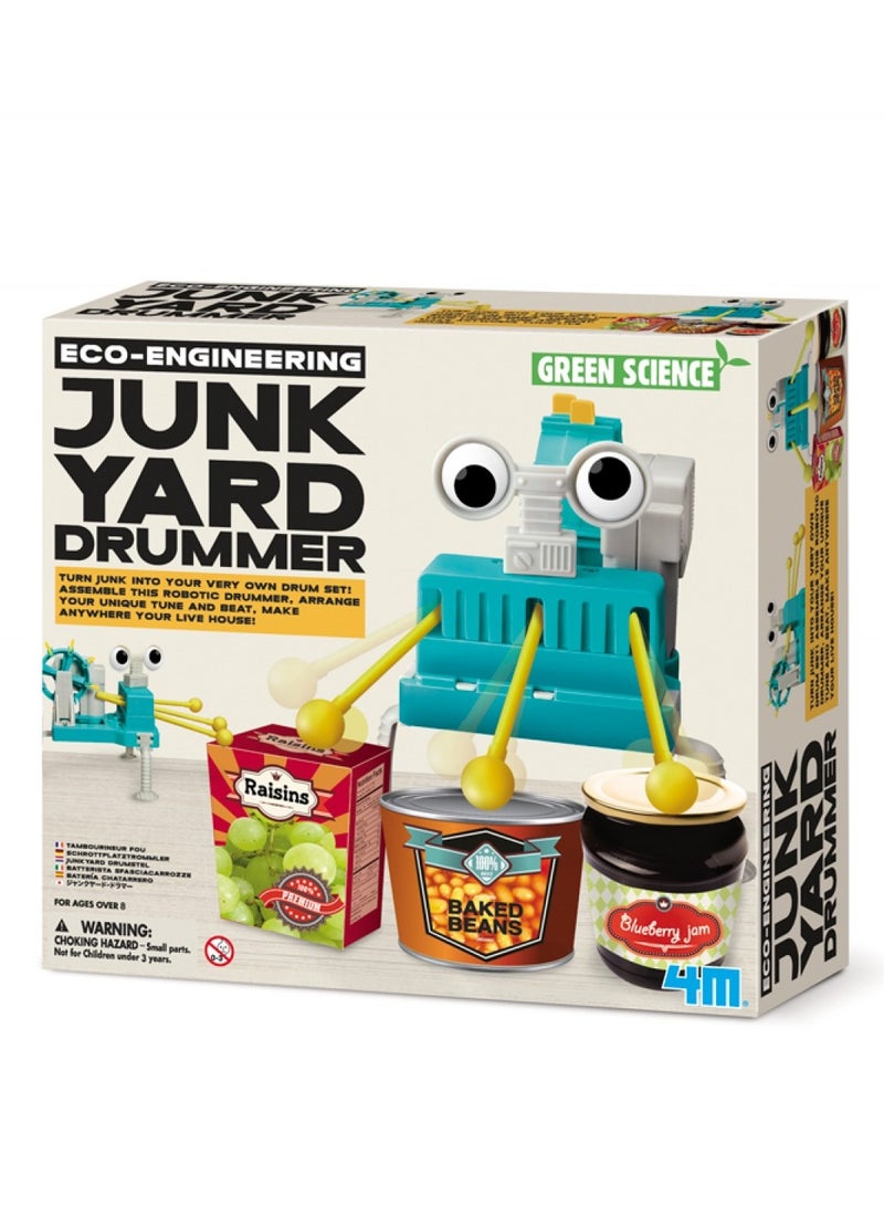 4M Eco-Engineering Junkyard Drummer – DIY Recycled Robot Drumming Kit for Kids Ages 8+ – Build a Rhythm-Making Bot from Junk Materials – STEM Learning Toy for Engineering, Music & Sustainability 00-03372 - Image 1