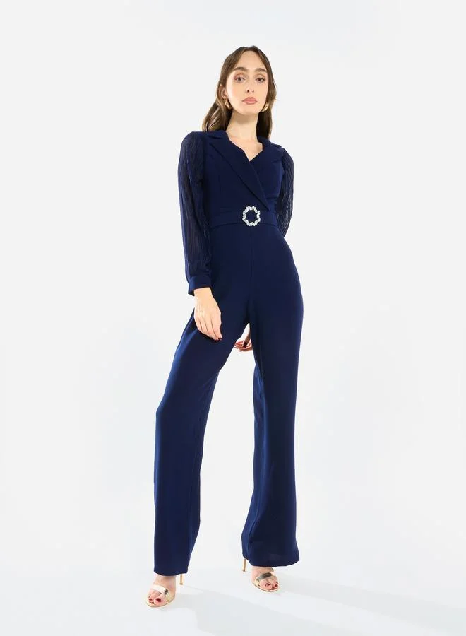 هاوس اوف مودا جمبسوت بياقة مطوية وأرجل مستقيمة