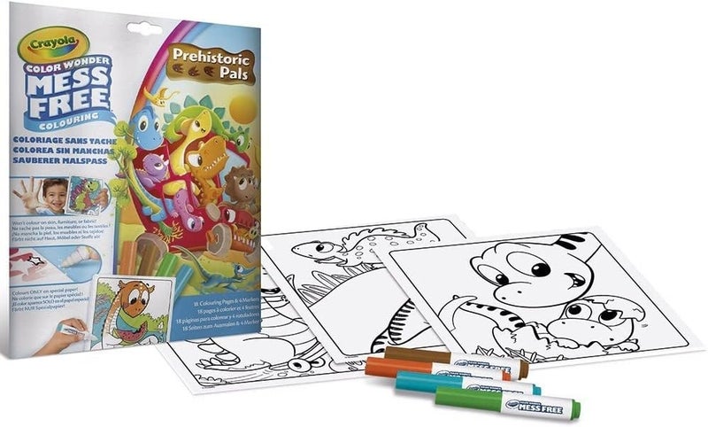 كرايولا مجموعة تلوين الديناصورات، خالية من الفوضى، 18 صفحة، 5 أقلام تحديد، قابلة للطي، للأعمار من 3 سنوات فما فوق - Image 4