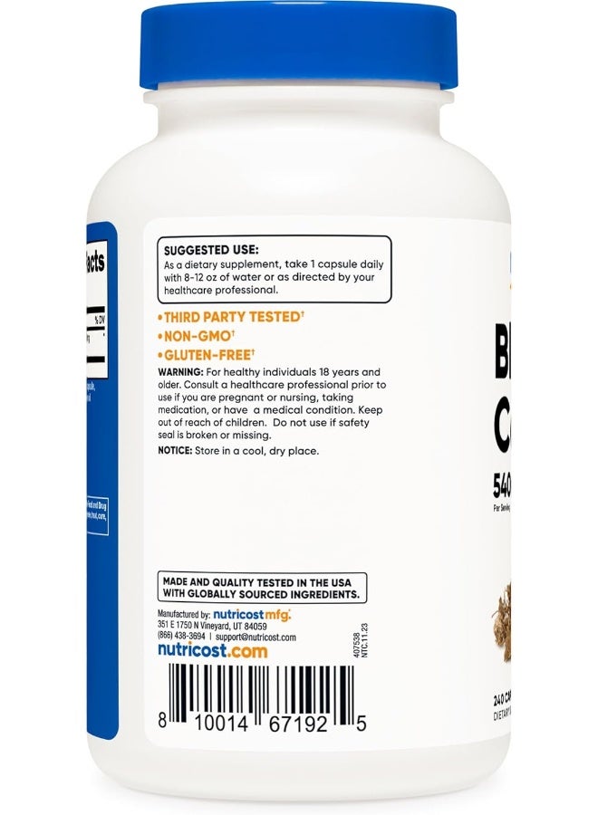 Nutricost عشبة كوهوش السوداء 540 مجم 240 كبسولة خالية من الجلوتين من نونجمو - Image 4