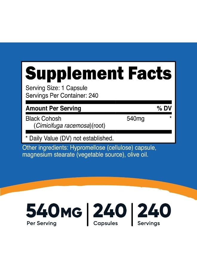 Nutricost عشبة كوهوش السوداء 540 مجم 240 كبسولة خالية من الجلوتين من نونجمو - Image 2