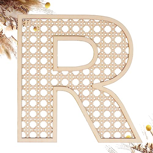 She Love Wooden Rattan Letters 8 inch Wood Letters R for Wall Decor Crafts Boho Nursery Decor for Baby Shower Wedding Bedroom Name Signs Large Rustic Letter Home Decoration - Image 1