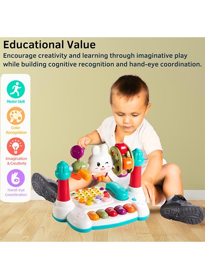 10 in 1 Musical Toddler Toys, Baby Montessori Developmental Toy Fine Motor Skills, Piano Animal Vehicle Whack-A-Mole Telephone Educational Learning Interactive Busy Toy for 1 2 3 4 Year Girl Boy Gift - Image 3