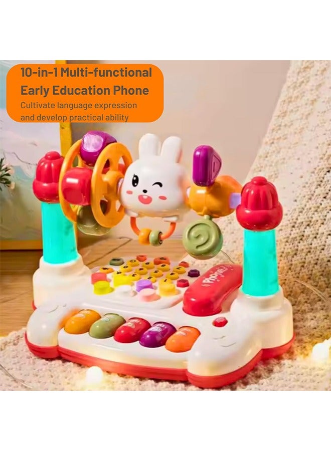 10 in 1 Musical Toddler Toys, Baby Montessori Developmental Toy Fine Motor Skills, Piano Animal Vehicle Whack-A-Mole Telephone Educational Learning Interactive Busy Toy for 1 2 3 4 Year Girl Boy Gift - Image 5