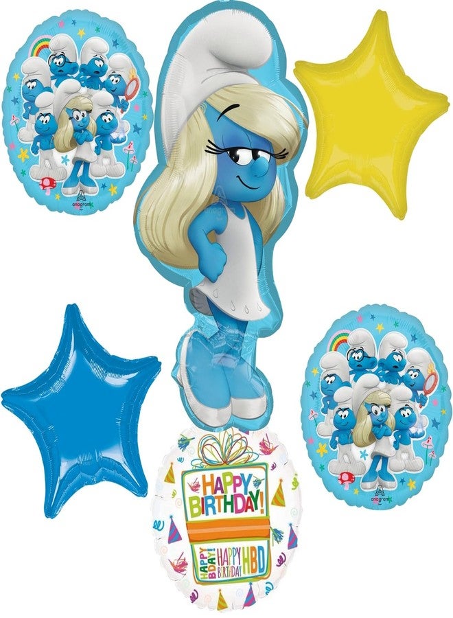 Anagram Birthday Party Supplies Smurf's Theme Balloon Bouquet Decorations - Image 1
