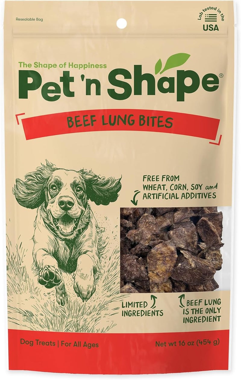 Pet 'n Shape Beef Lung Dog Treats – Made and Sourced in the USA - Training Treat, 1 Pound - Image 1
