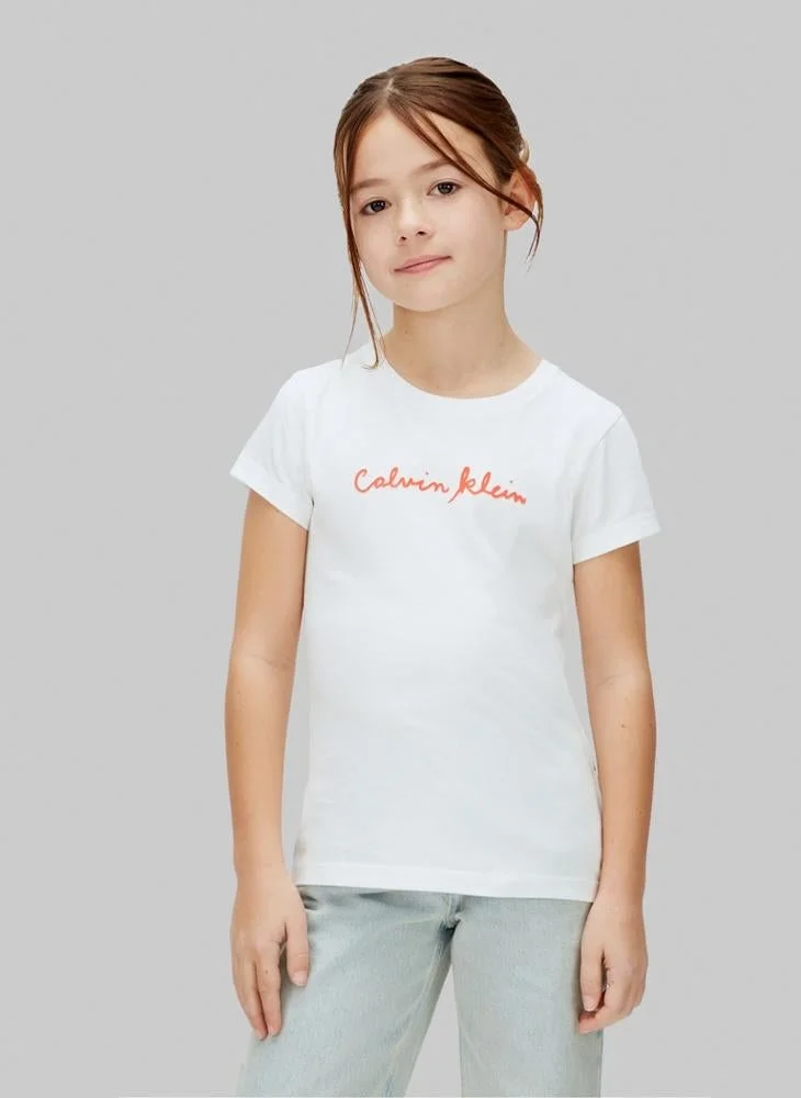 Calvin Klein Jeans Youth Script Logo Slim Short-Sleeve T-Shirt