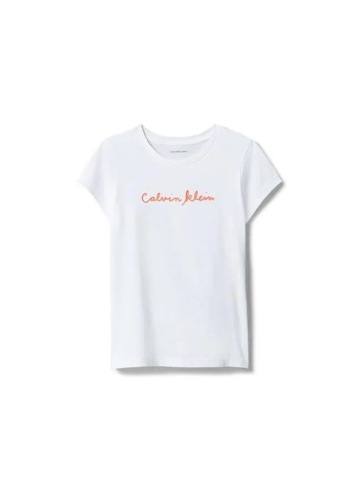 Calvin Klein Jeans  Youth Script Logo Slim Short-Sleeve T-Shirt for Women | Best Price UAE