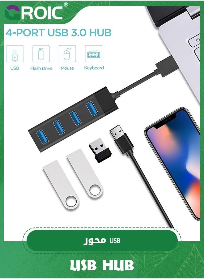 GROIC 4 Port USB 3.0 Hub, KEYMOX Compact Size Data Hub for MacBook, Mac Pro, Mini, iMac, Surface XPS, PC, Flash Drive, Mobile HDD  - Image 2