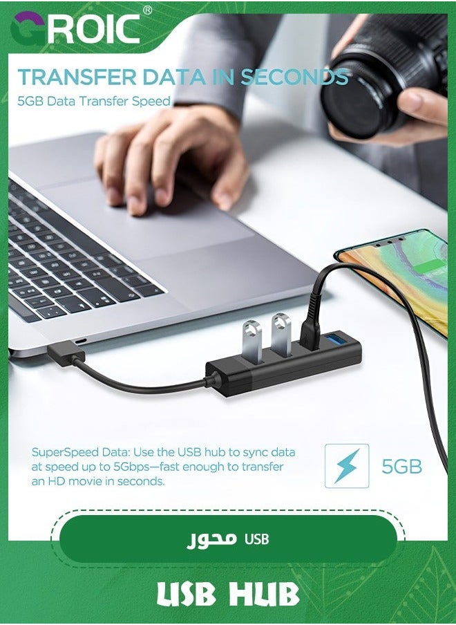 GROIC 4 Port USB 3.0 Hub, KEYMOX Compact Size Data Hub for MacBook, Mac Pro, Mini, iMac, Surface XPS, PC, Flash Drive, Mobile HDD  - Image 3