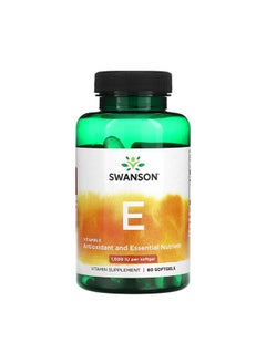 SWANSON Vitamin E, 1,000 IU, 60 Softgels 