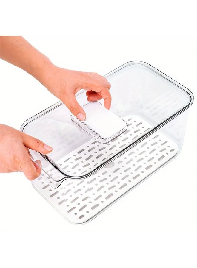 حاوية طعام قابلة للتكديس للثلاجة مقاس 12 بوصة من البلاستيك الشفاف مع صينية تصريف - Image 5