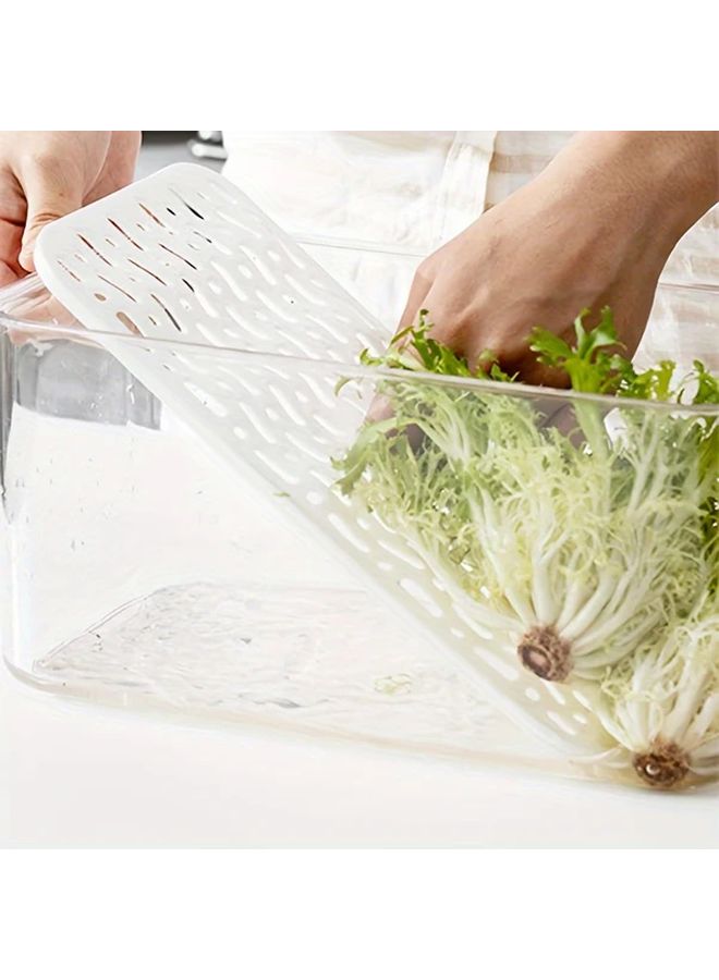 حاوية طعام قابلة للتكديس للثلاجة مقاس 12 بوصة من البلاستيك الشفاف مع صينية تصريف - Image 4