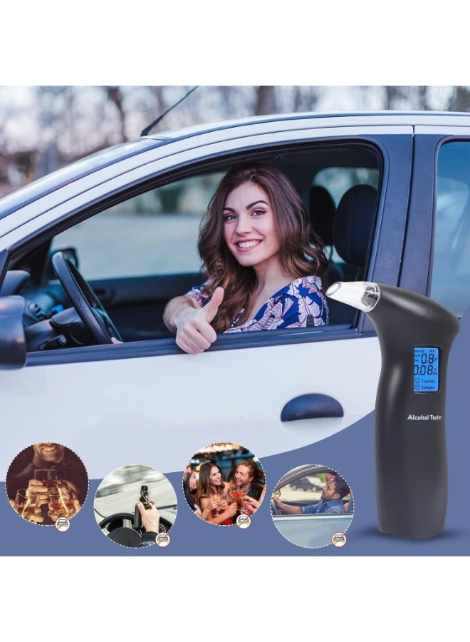Portable Digital Alcohol Tester, Professional Breathalyzer with LCD Display, Quick Response, 12 Mouthpieces, Black - Image 4