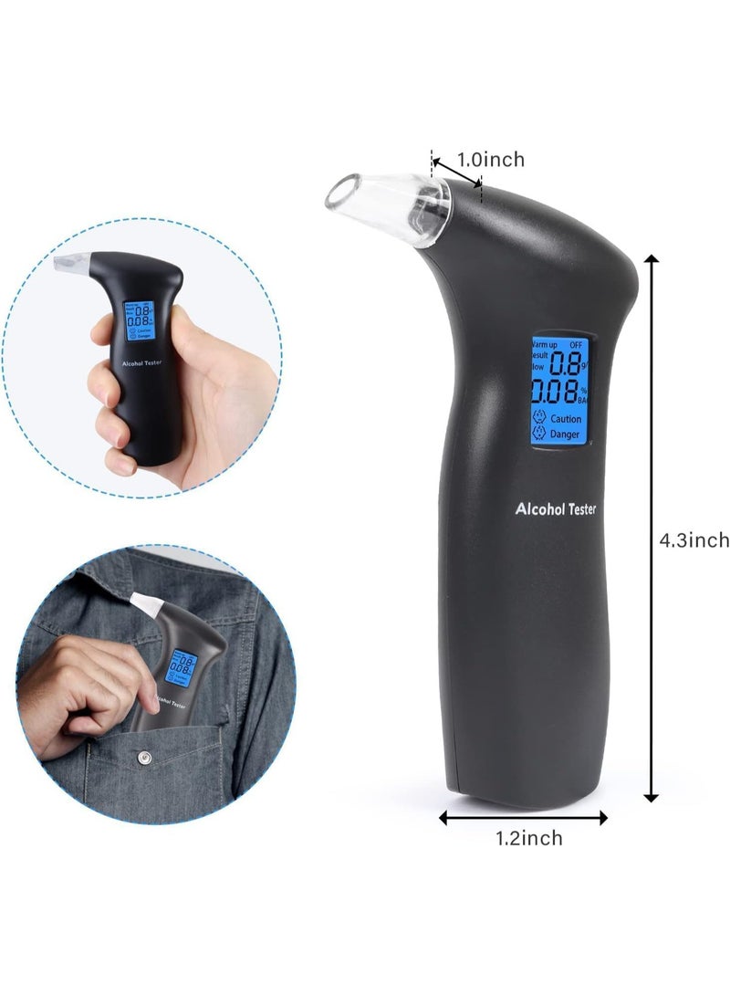 Portable Digital Alcohol Tester, Professional Breathalyzer with LCD Display, Quick Response, 12 Mouthpieces, Black - Image 3
