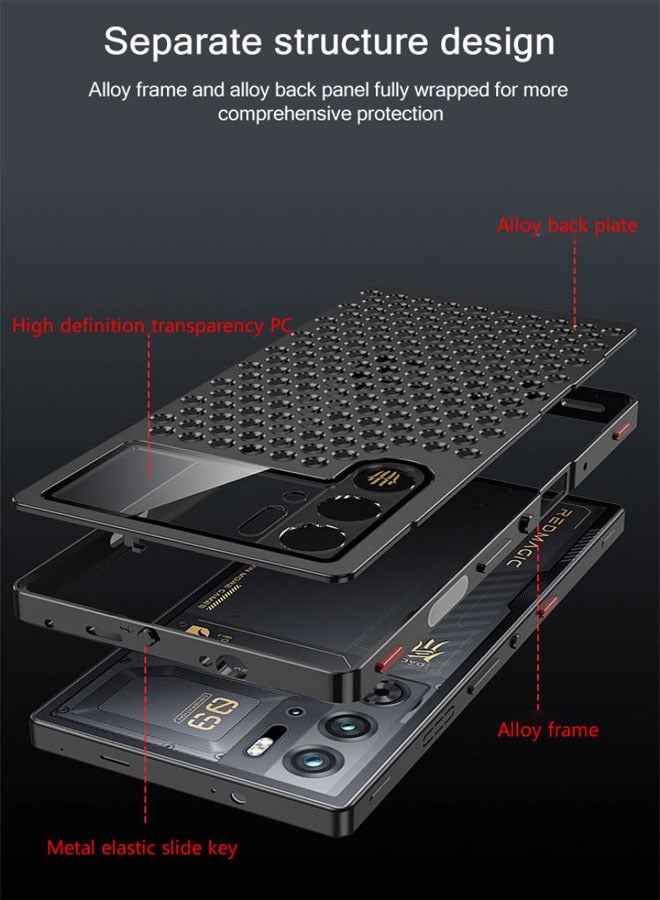 general Suitable for nubia Red Magic 9Pro/9Pro+ aluminum alloy elastic buckle honeycomb cooling gaming phone case - Image 3