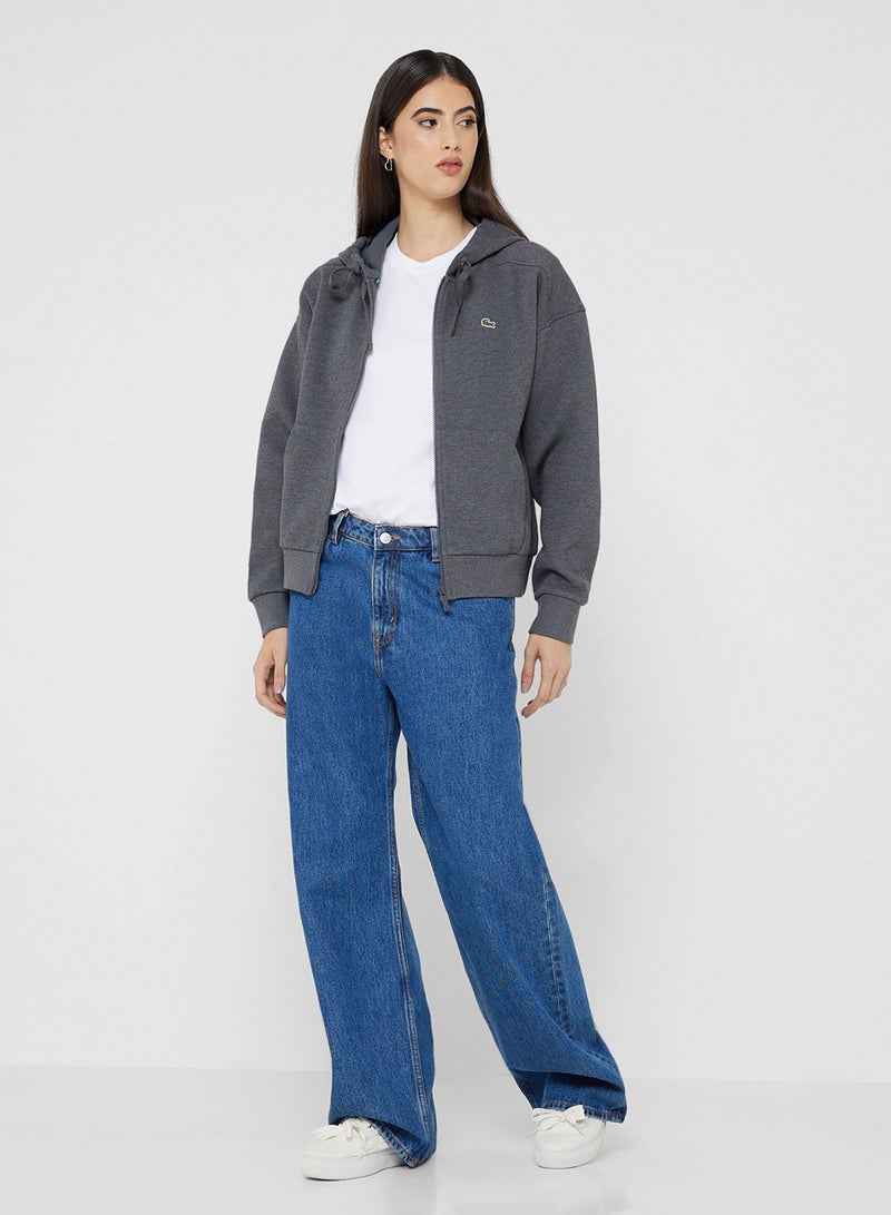 LACOSTE Zipped Double Face Pique Hoodie - Image 4