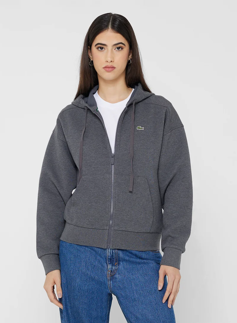 LACOSTE Zipped Double Face Pique Hoodie
