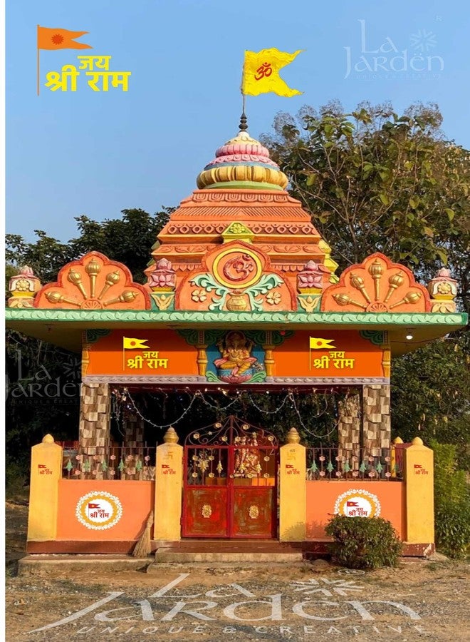 La Jarden Bold Red Om Printed on Silky Satin Fabric in Golden Yellow Color for Yoga, Meditation, Dhwaj for Temple, House, Religious & All Purpose Flag 1 nos.(40x31 inches - Image 5