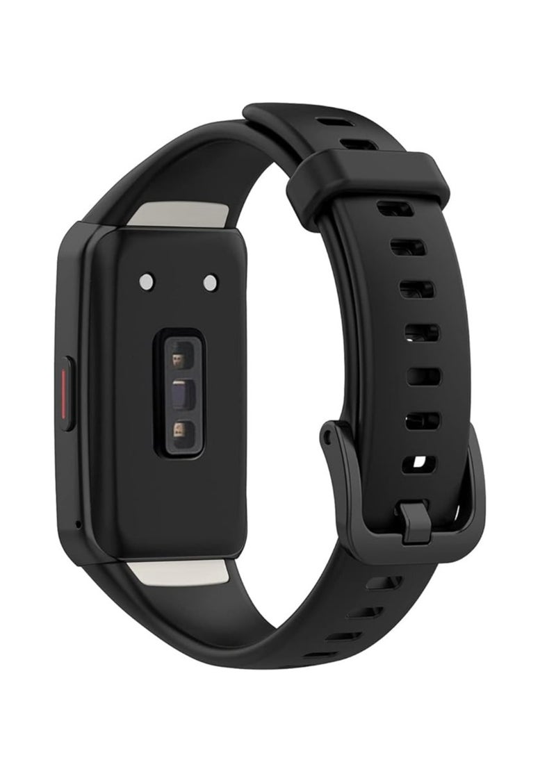 حزام سيليكون ناعم Honor Band 6 لهاتف Honor 6 أحادي اللون بديل شبكي رياضي ناعم - أسود - Image 1