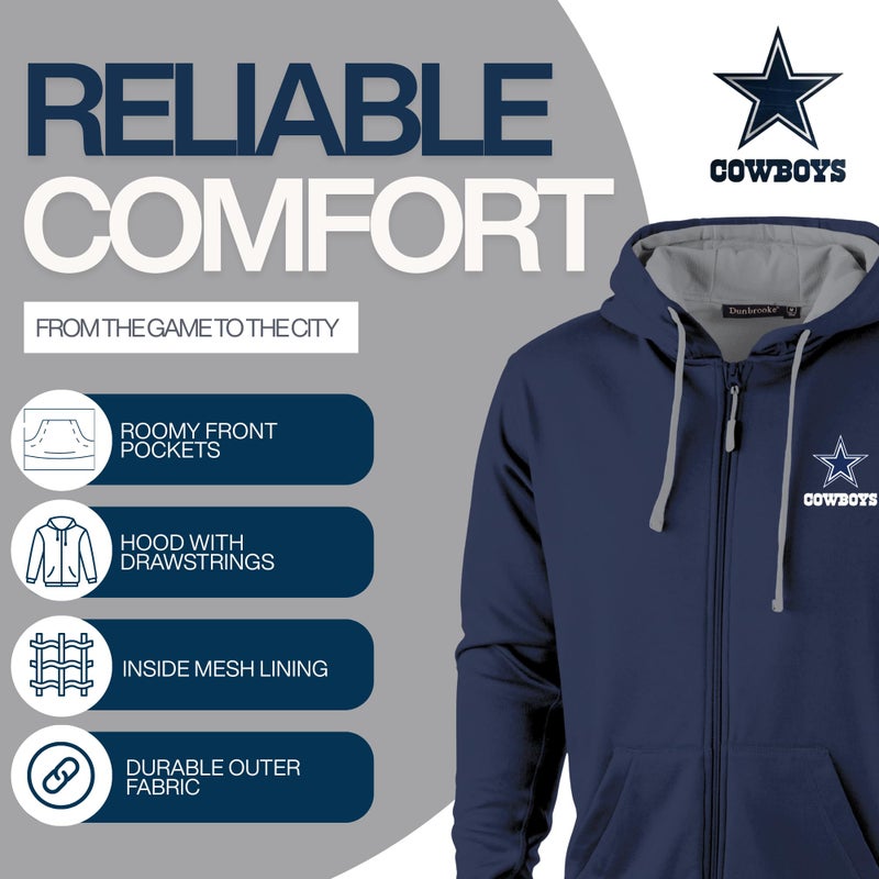 Dunbrooke Men's Navy/Gray Dallas Cowboys Apprentice Full-Zip Hoodie - Image 3