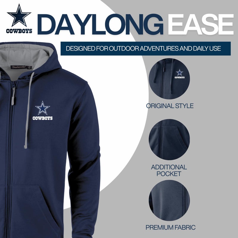 Dunbrooke Men's Navy/Gray Dallas Cowboys Apprentice Full-Zip Hoodie - Image 2