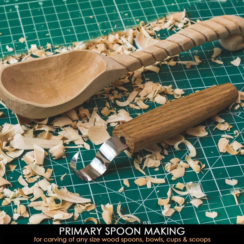 BeaverCraft Spoon Carving Hook Knife SK1 - Spoon Carving Tools Right-Handed - Crooked Whittling Knife for Spoons Kuksa Bowls and Cups, Whittling Tools for Beginners and Professional Carvers - Image 4