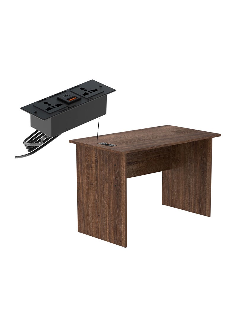 Mahmayi Mahmayi MP1 100x60 Writing Table Without Drawer - Brown with Black BS01 Desktop Socket with USB AC Port for Office, Home, and Meeting Room 17 cm  - Image 1