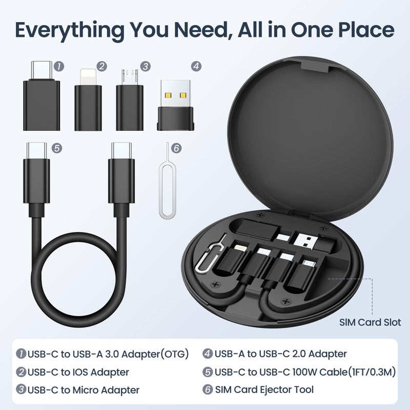 Elebase Multi USB Charger Adapter Kit,Micro USBC Adaptor with 1Ft 100W Charging Cable,Type C to USB 3.0 OTG Converter,USB C to iOS,Portable Box Bag for iPhone 17e 16 15 Max Pro,Samsung Galaxy S26 S25 - Image 2