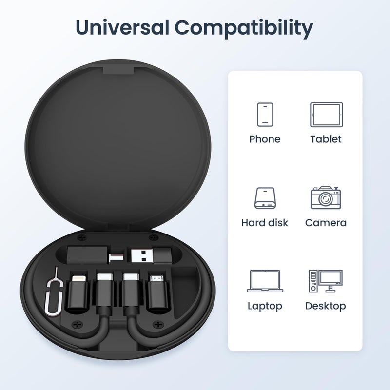 Elebase Multi USB Charger Adapter Kit,Micro USBC Adaptor with 1Ft 100W Charging Cable,Type C to USB 3.0 OTG Converter,USB C to iOS,Portable Box Bag for iPhone 17e 16 15 Max Pro,Samsung Galaxy S26 S25 - Image 5