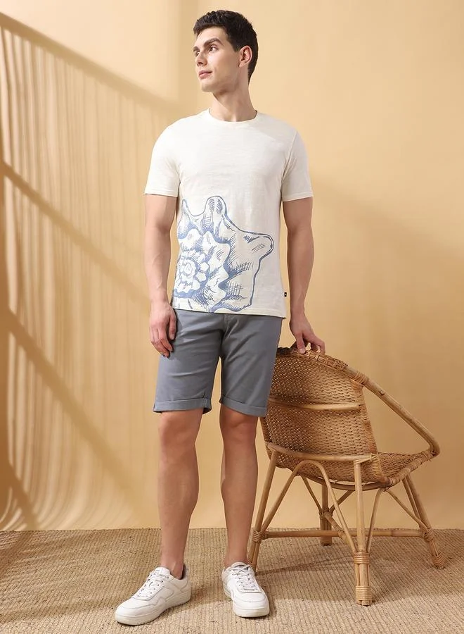 Dennis Lingo Men's Marshmallow 100% Cotton Printed Regular Fit T-Shirt