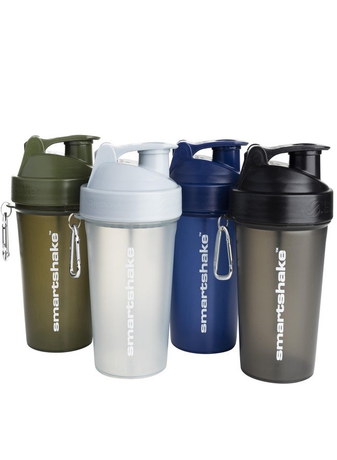 Smartshake Lite 4-Pack Protein Shaker Bottle 400 ml | 13.5 oz - Leakproof Screw-on Lid - BPA Free – Unisex - Mist Grey, Army Green, Black, Navy Blue - Image 1