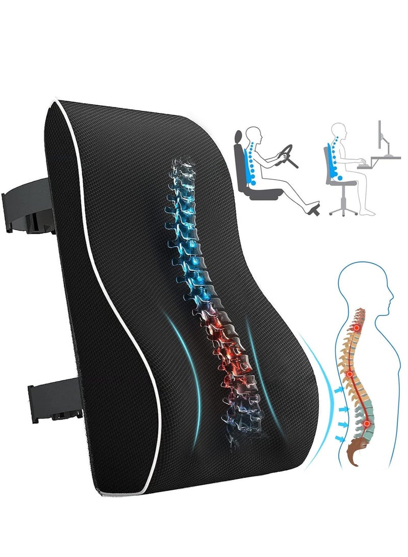Arabest Lumbar Support Pillow, Memory Foam Back Pillows, Orthopedic Backrest with Breathable 3D Mesh Cover, Lumbar Cushion for Office, Car, Wheelchair - Image 1
