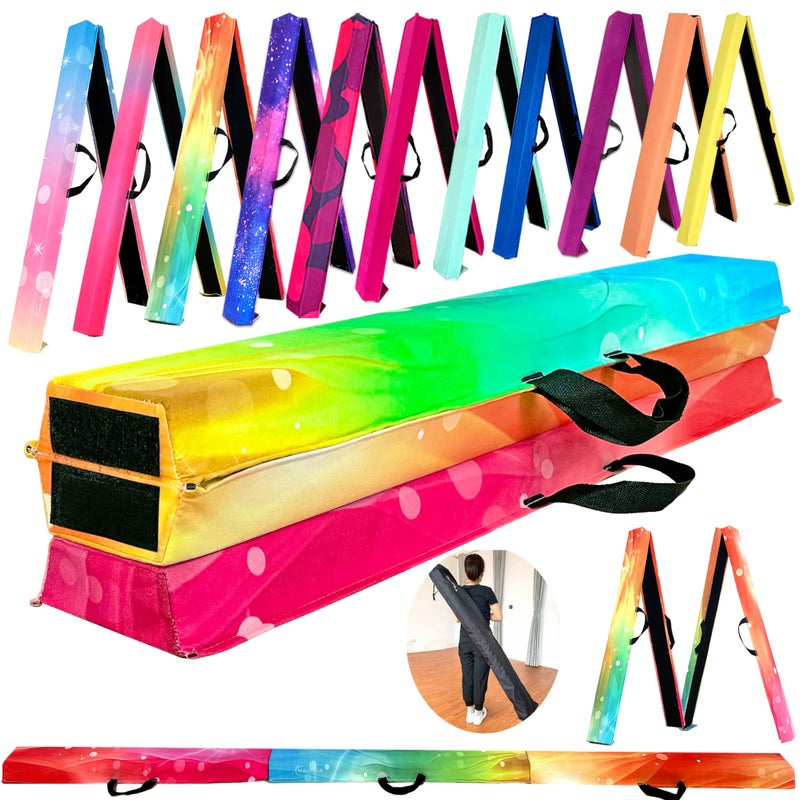 MARFULA 6 FT / 8 FT / 9 FT Folding Gymnastics Beam Foam Balance Floor Beam - Extra Firm - Suede Cover - Anti Slip Bottom with Carry Bag for Kids/Adults Home Use - Image 1