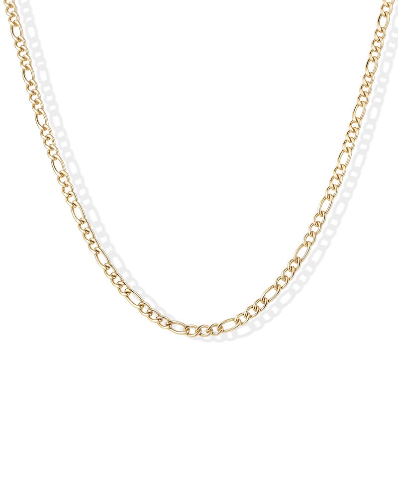 PAVOI Waterproof Large Flat Curb Chain Gold Necklace for Women - 14K Yellow Gold Plated Link Chain Necklace Adjustable Stainless Steel - Trendy Fashion Jewelry - Image 1