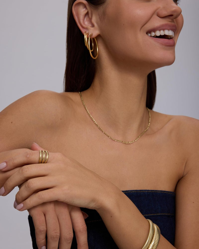 PAVOI Waterproof Large Flat Curb Chain Gold Necklace for Women - 14K Yellow Gold Plated Link Chain Necklace Adjustable Stainless Steel - Trendy Fashion Jewelry - Image 4