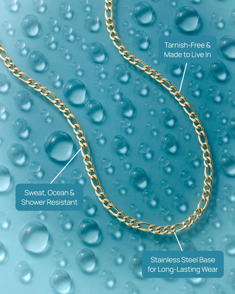 PAVOI Waterproof Large Flat Curb Chain Gold Necklace for Women - 14K Yellow Gold Plated Link Chain Necklace Adjustable Stainless Steel - Trendy Fashion Jewelry - Image 3
