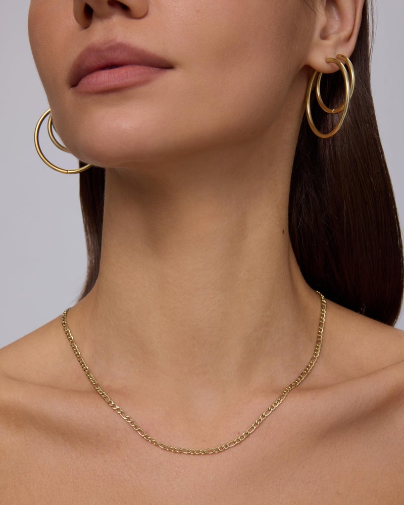 PAVOI Waterproof Large Flat Curb Chain Gold Necklace for Women - 14K Yellow Gold Plated Link Chain Necklace Adjustable Stainless Steel - Trendy Fashion Jewelry - Image 2
