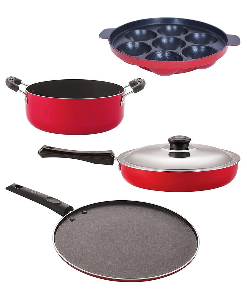 NIRLON 3 Layer Coated Non Stick Aluminium Pots and Pans Cooking Item Gift Set, 4 PiecesFP11_ST11_AP7_CS24 - Image 1