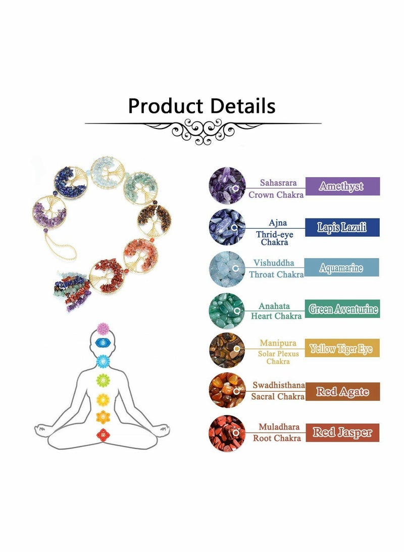 7 Chakra Tree Of Life Crystal Hanging, Natural Reiki Healing Crystal Gemstone Hanging for Home Office Decoration, Car Hanging, Housewarming Gift, Party Decor  - Image 2