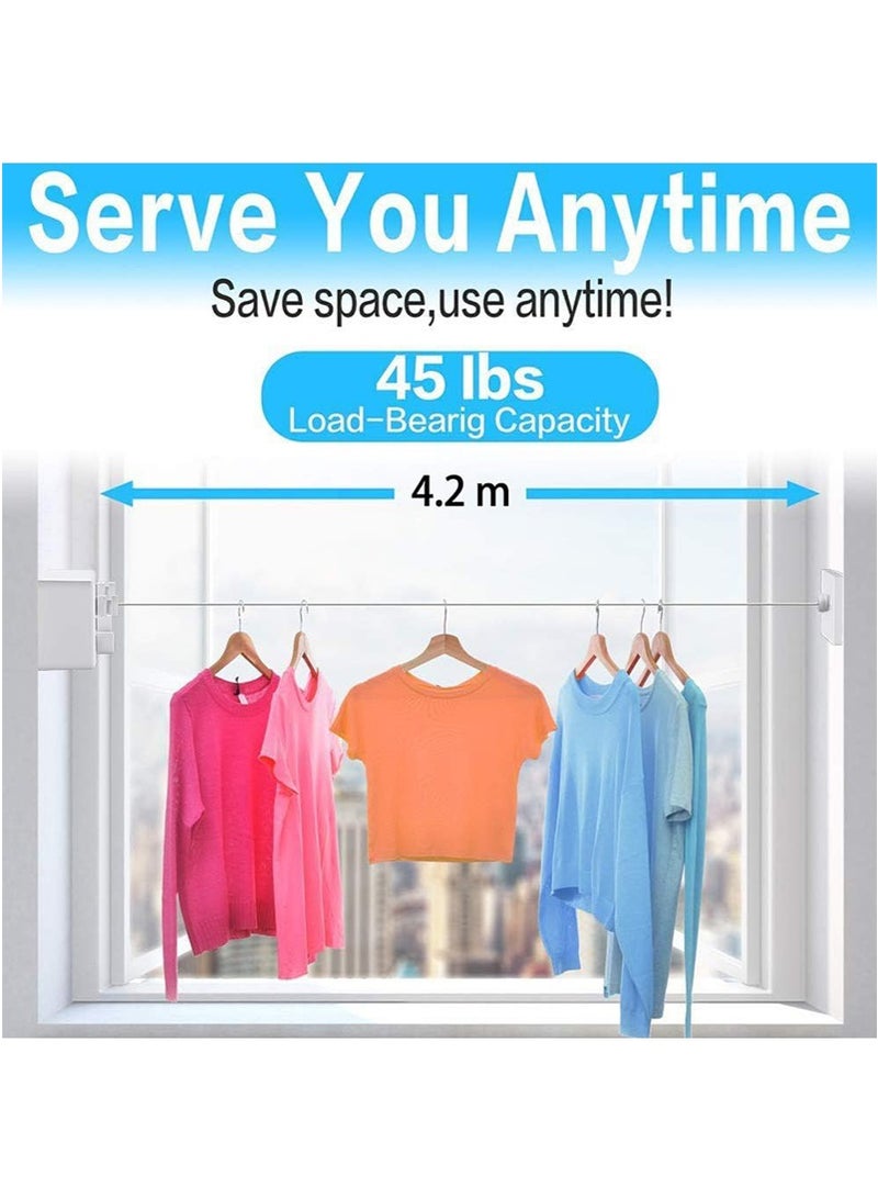 TAPIT 4.2M Retractable Clothesline Wall Mounted, Clothes Line Indoor/Outdoor, Non-Sagging Heavy Duty Steel Wire Clothes Drying Laundry Line (Black) - Image 2