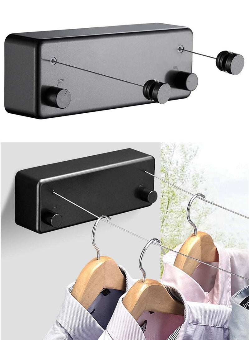 TAPIT 4.2M Retractable Clothesline Wall Mounted, Clothes Line Indoor/Outdoor, Non-Sagging Heavy Duty Steel Wire Clothes Drying Laundry Line (Black) - Image 1