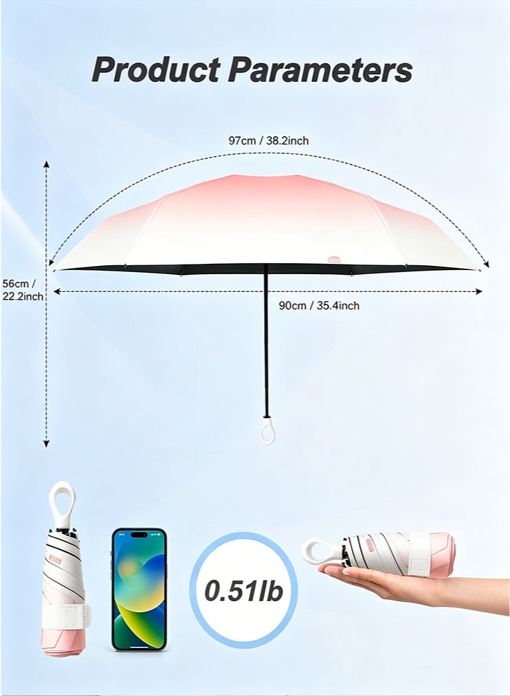 Mini Sun Umbrella UPF 50+, umbrella for sun, Folding Umbrellas Travel Umbrella, Sun umbrella, Portable umbrella, Folding Lightweight Umbrella for Purse Compact Portable Parasol Summer UV Protection Cute Umbrellas - Image 4