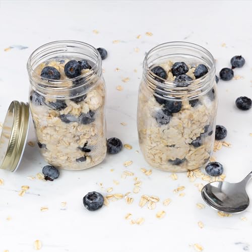 Cornucopia Brands 16oz Clear Plastic Mason Jars 8Pack Gold Metal Lids PET BPAFree Mason Style wOne Piece Lids 2CupPint Capacity - Image 3