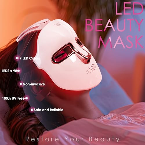 JAY SAREES Red-Light-Therapy-for-Face, 7-1 Colors Led Face Mask Light Therapy, Facial Skin Care Mask (White) - Image 2