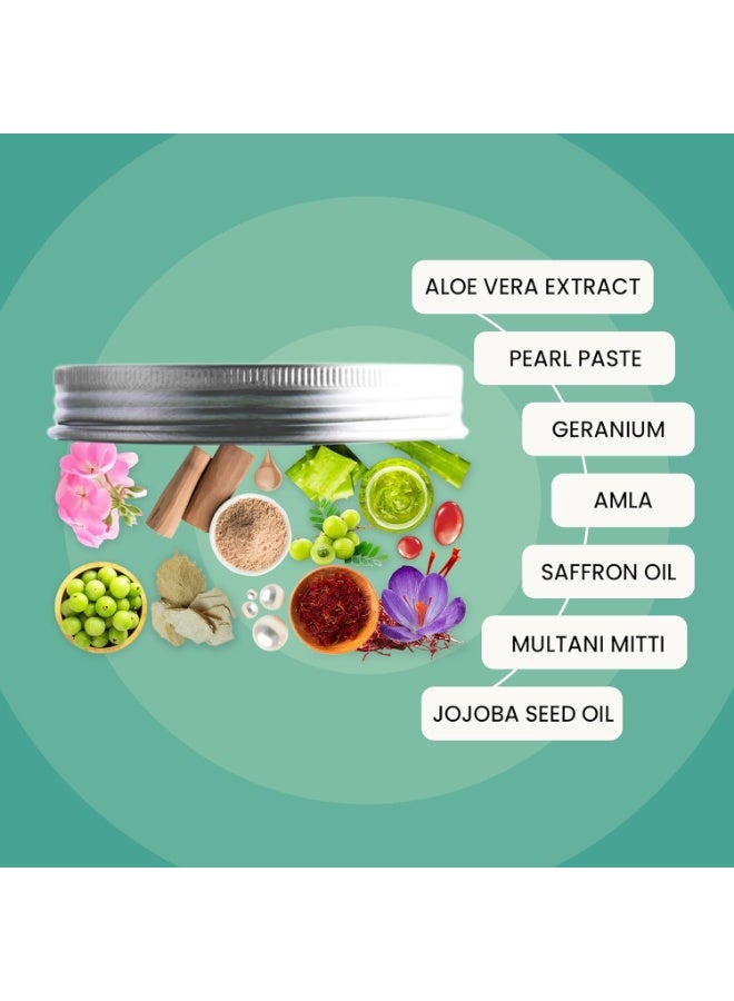 WILD OAK WildOak Face & Under Eye Clay Mask | Deep Pore Detox, Brightening & Firming Treatment for Dark Circles, Puffiness & Fine Lines | Natural Blend for Smooth & Radiant Skin | Sandalwood & Saffron | 50gm - Image 4
