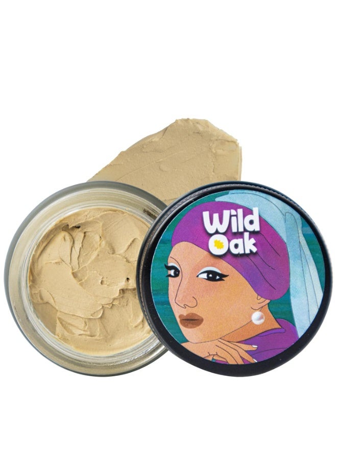 WILD OAK WildOak Face & Under Eye Clay Mask | Deep Pore Detox, Brightening & Firming Treatment for Dark Circles, Puffiness & Fine Lines | Natural Blend for Smooth & Radiant Skin | Sandalwood & Saffron | 50gm - Image 1