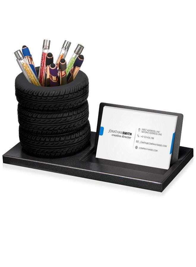 ايرسيدا مجموعة أدوات مكتبية على شكل إطار حامل أقلام على شكل إطار حامل بطاقات عمل على شكل إطار منظم مكتب للسيارات أداة حامل بطاقات عمل للمكتب هدية لمحبي السيارات والميكانيكيين (أسود، إطار) - Image 1